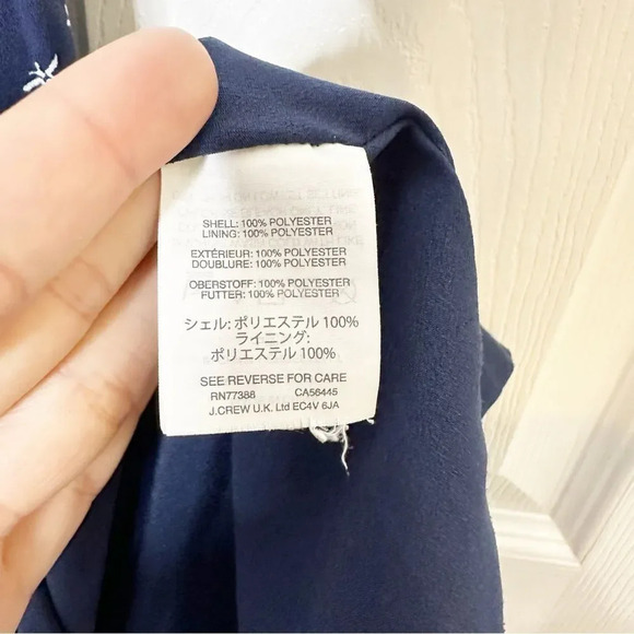 J. CREW Navy Midi Dress Navy‎ White Dragonfly Cap Sleeve Size XS - Picture 7 of 11